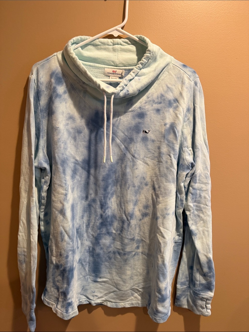 Vineyard Vines Light Blue Tie-Dye Funnel Neck Pullover